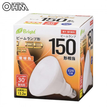 ビームランプ150形相当の明るさ。光色は電球色で屋外・屋内兼用です。 生産国:中国 仕様:取扱説明書(パッケージ記載)