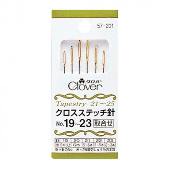 布割れしない丸い針先、糸が通しやすい大きな針穴でクロスステッチに最適です。タペストリーポイント。 生産国:日本 素材・材質:鋼 仕様:タペストリーポイント 6本入No.19:太さ0.97mm、長さ42