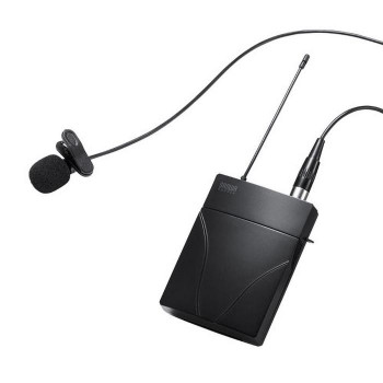 サンワサプライ製ワイヤレス拡声器スピーカー「MM-SPAMP8」で使用できるツーピース型ワイヤレスピンマイクです。特定小電力無線局ラジオマイク(800MHz帯)規格に適合しており30波の中から1波を選