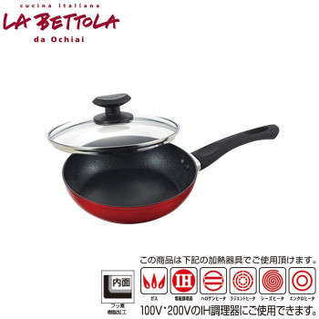 朝食づくりやお弁当作り等にオススメ! 生産国:中国製 素材・材質:フライパン/外面:焼付け塗装(底面を除く)、内面:フッ素樹脂塗膜加工、本体:アルミニウム合金、はり底:ステンレス鋼(クロム18%)(底
