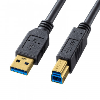 USBポート(Aタイプ)を持つパソコンと、ハードディスクなどUSB機器(USB 5Gbps Bタイプメス端子を持つ機種)を接続するケーブルです。USB IF(USB Inprementers Foru