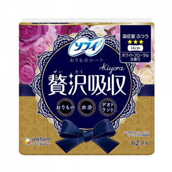 おりものシートなのに、おりものに加えて水分も贅沢に吸収できるおりものシートです。3倍(※1)吸収シート搭載で、約3CCの水分を吸収できます。デオドラント(※2)だからニオイも気にせず快適です。 生産国