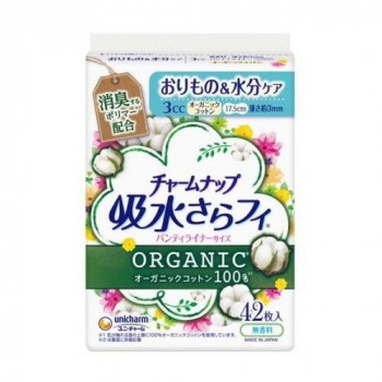 オーガニックコットン100%のトップシート。自然で、安心なつけ心地の吸水ケア専用品。汗や湿気さえも吸収し、ムレを軽減!無添加シート搭載。肌が触れる面の上層に100%オーガニックコットンを使用しています