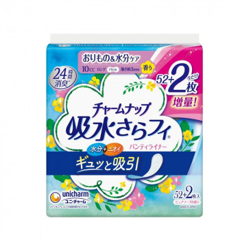 パンティライナーサイズで水分、ニオイまでギュッと吸引します。薄いのにしっかり吸収します。高吸収ポリマーとなみなみシートで瞬間吸収し、表面に残る間もなく、お肌さらさらです。通気性シート採用で蒸れずにさら