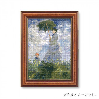 絵画の色調に合わせて多彩な刺しゅう糸で表現したクロスステッチキットです。完成したら専用のミニフレームに入れて、ご自宅を小さな美術館のように飾ってみてはいかがでしょうか。壁掛け・スタンド兼用できる専用フ