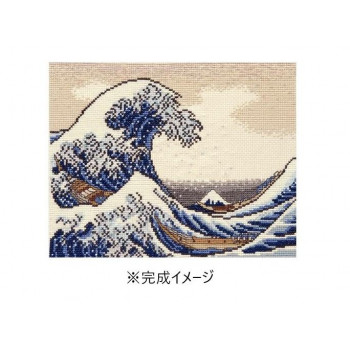 北斎画 錦絵「富嶽三十六景」四十六図より技法は、すべてクロスステッチを使用しています。技術レベルは、上級者向です。 生産国:日本 素材・材質:オリムパス25番ししゅう糸:綿100%オリムパスNo.30